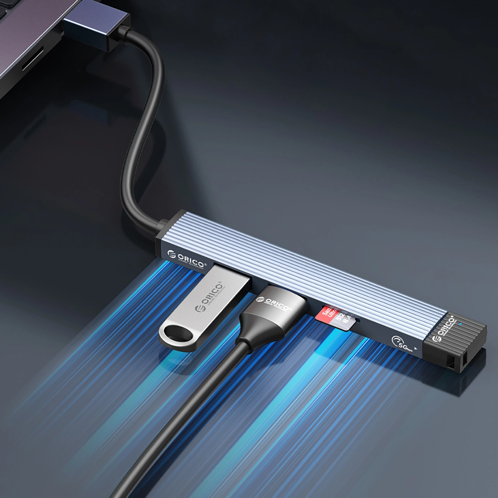 Orico AH-A13 USB-A šakotuvo prijungimo stotelė 1x USB-A 3.0 + 3x USB-A 2.0 – pilkos spalvos