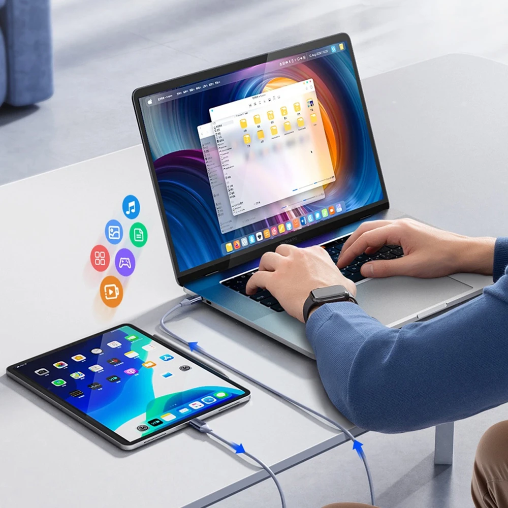 Orico CDX 60W 3A Power Delivery USB-C – USB-C kabelis 1m – mėlynos spalvos