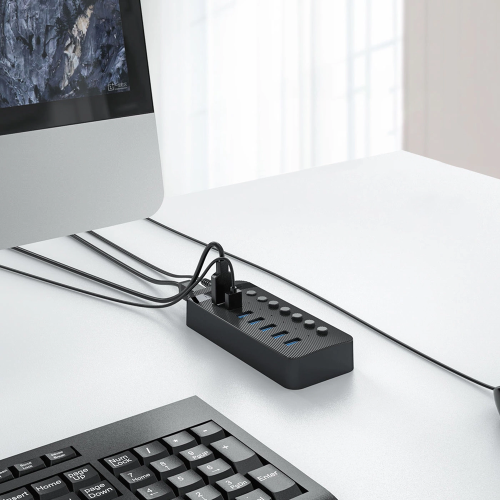 Orico CT2U3-10AB 10x USB-A 3.0 Hub with Switches – juodos spalvos