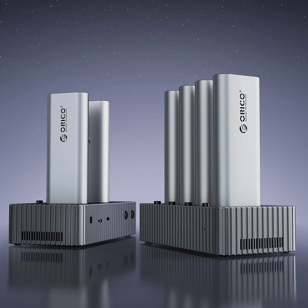 „Orico IT48N-C“ 4 diskų prijungimo stotelė su M.2 NVME klonavimo funkcija – pilkos spalvos