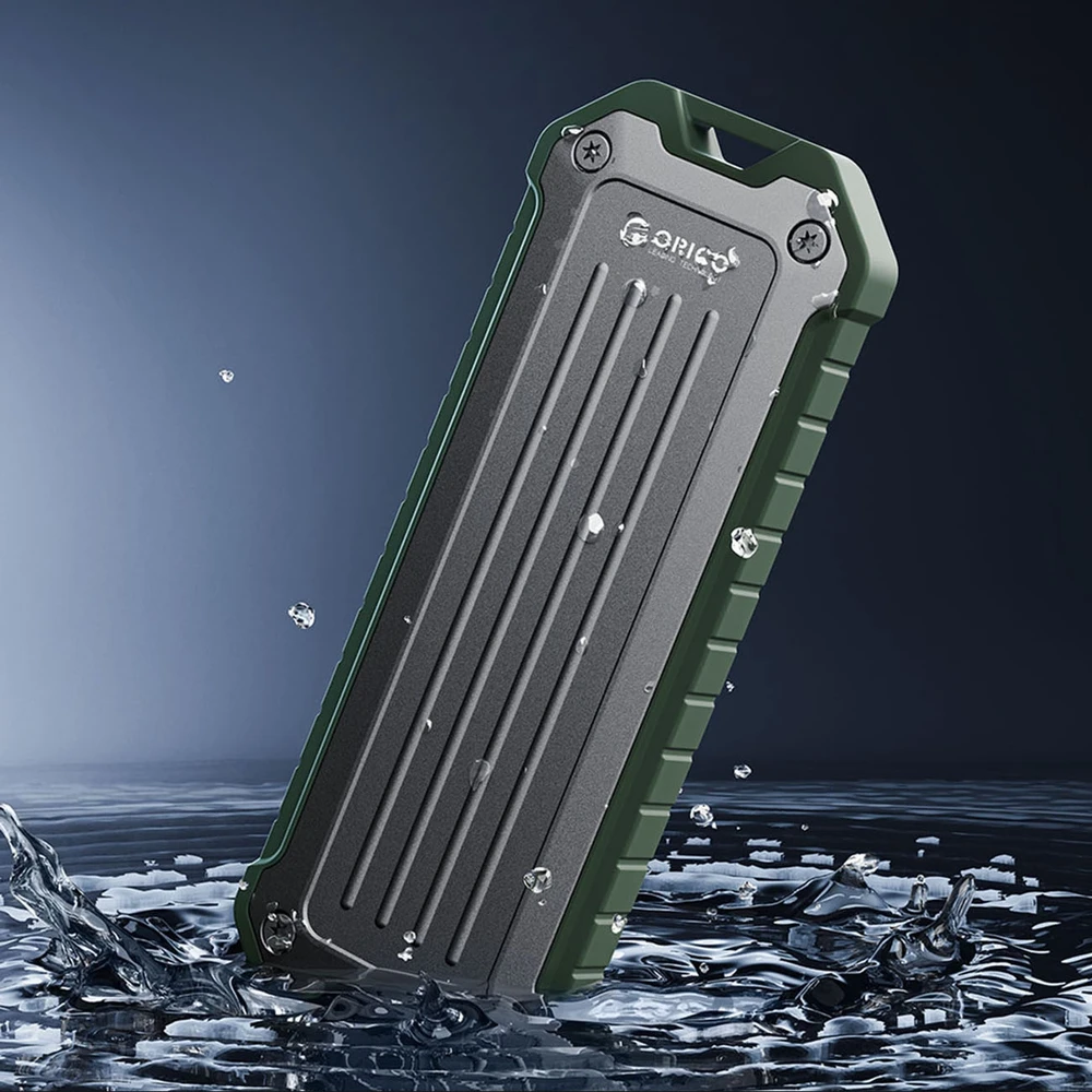 Disko dėžutė Orico OTPX-G2 M.2 NVMe/SATA SSD USB-C 3.2 – pilkos ir žalios spalvos