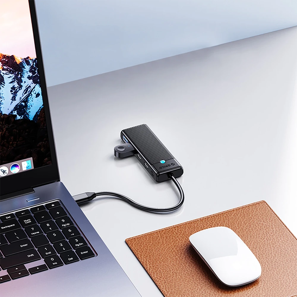 Orico PAPW4A-C3 USB-A šakotuvo prijungimo stotelė 4x USB-A 3.0 – juodos spalvos