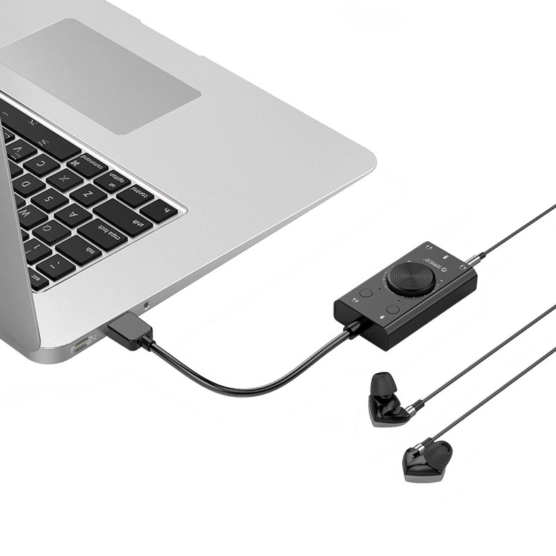 „Orico SC2“ išorinė daugiafunkcinė garso plokštė su USB-A jungtimi – juodos spalvos