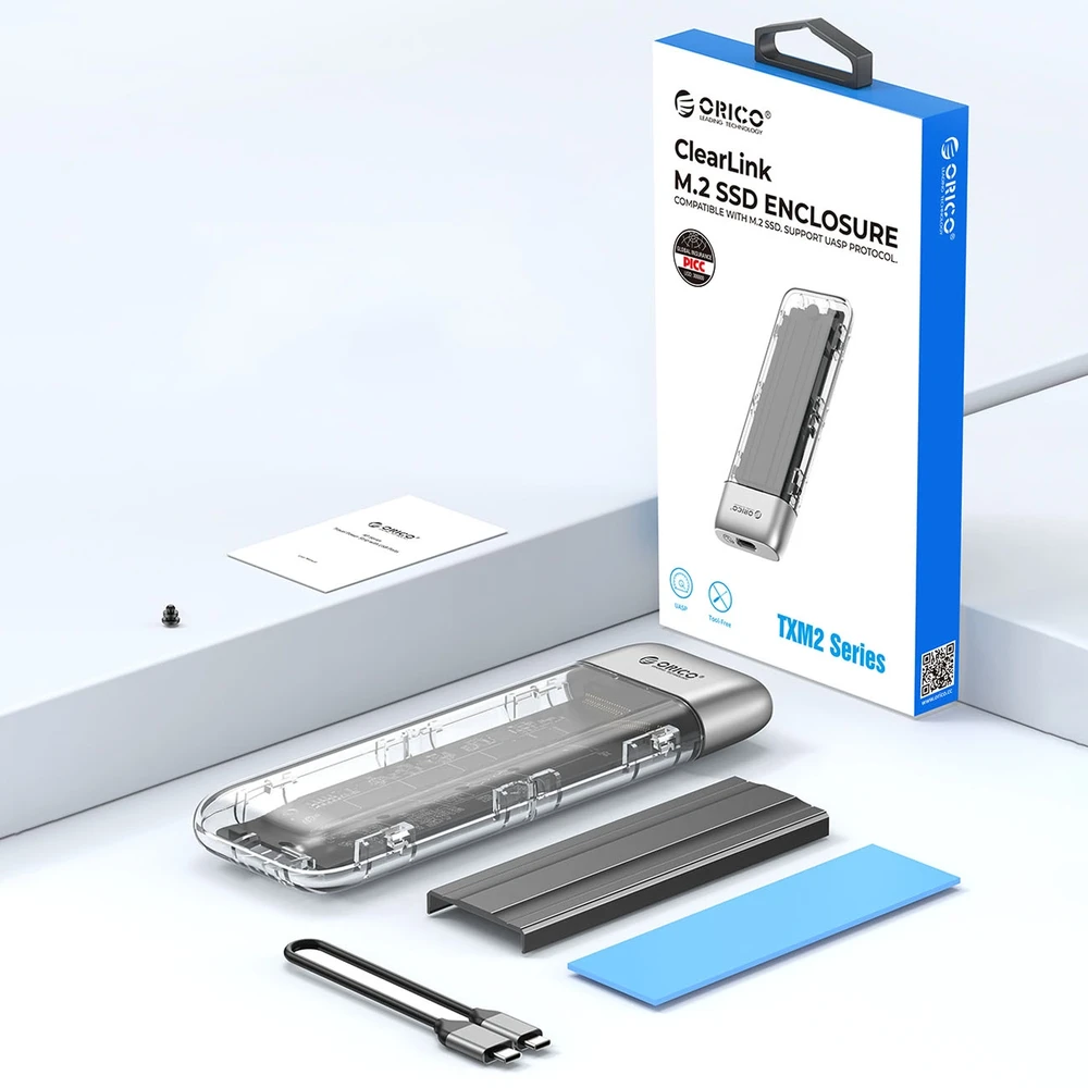 Disko dėžutė Orico TXM2-C3 M.2 NVME USB-C 3.2 10Gb/s – pilkos spalvos
