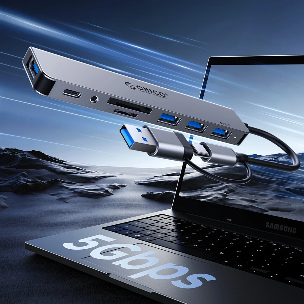 Orico USB šakotuvas su USB-A ir USB-C jungtimis