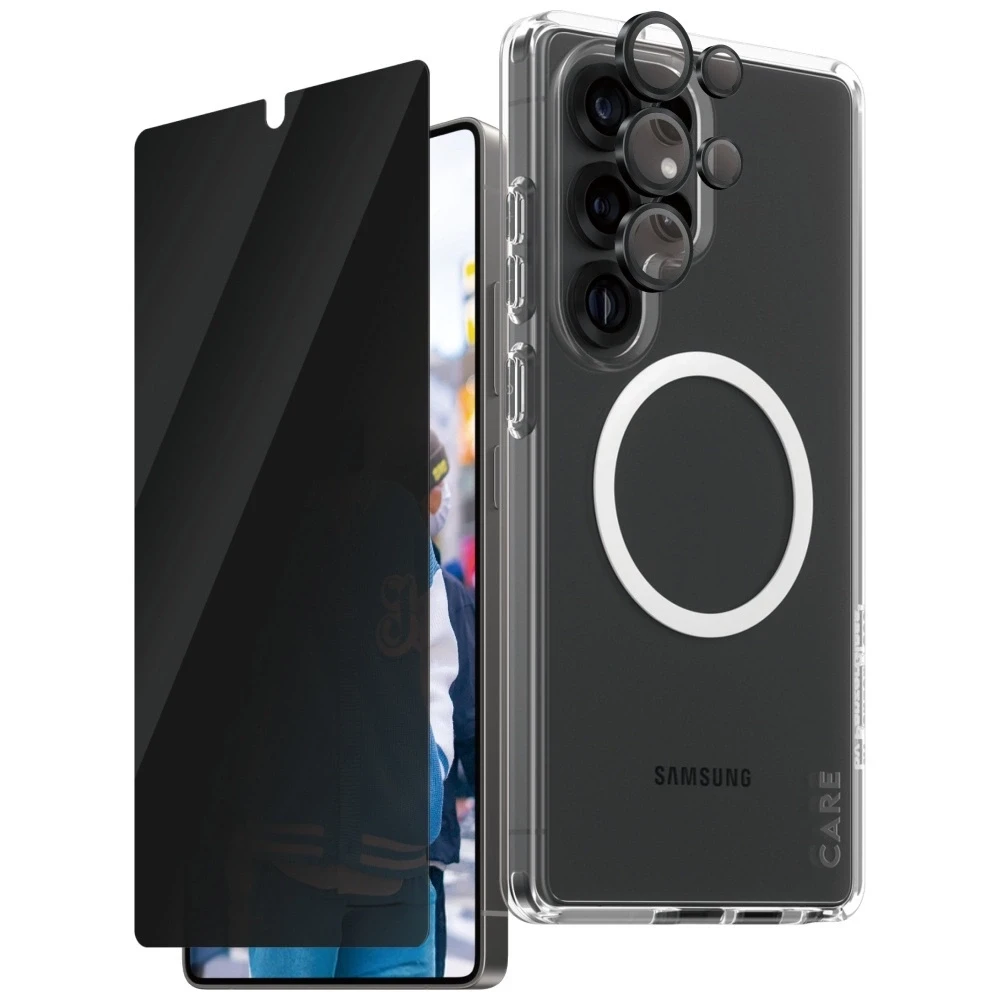 Panzer Glass Apsauginis rinkinys CARE by PanzerGlass Flagship 3in1 dėklas+apsauginis stiklas su privatumo filtru+kameros apsauga Samsung Galaxy S25 Ultra