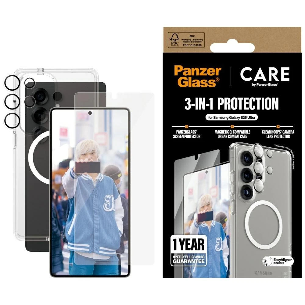 Panzer Glass Apsauginis rinkinys CARE by PanzerGlass Flagship 3in1 Dėklas+Ekrano apsauga+Kameros apsauga Samsung Galaxy S25 Ultra