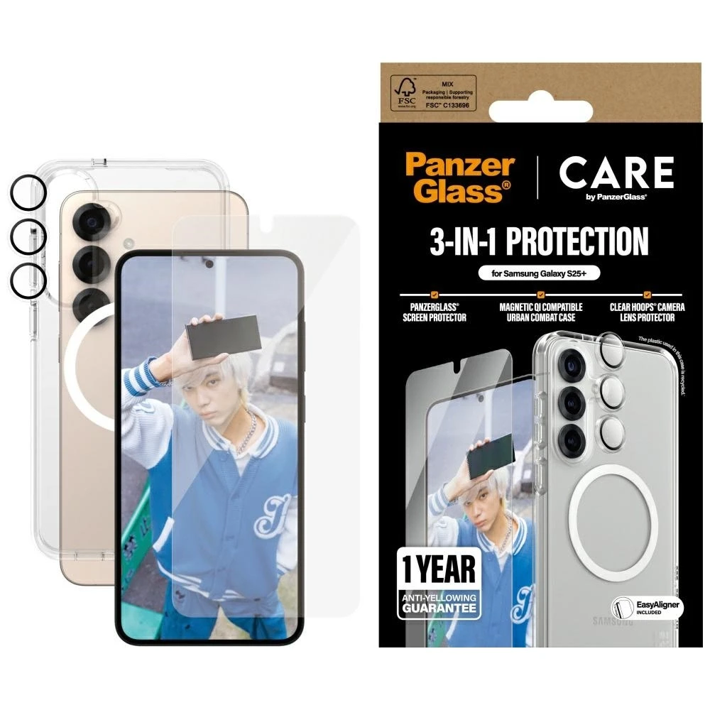 Panzer Glass Apsauginis rinkinys CARE by PanzerGlass Flagship 3in1 Dėklas+Ekrano apsauga+Kameros apsauga Samsung Galaxy S25 Plus
