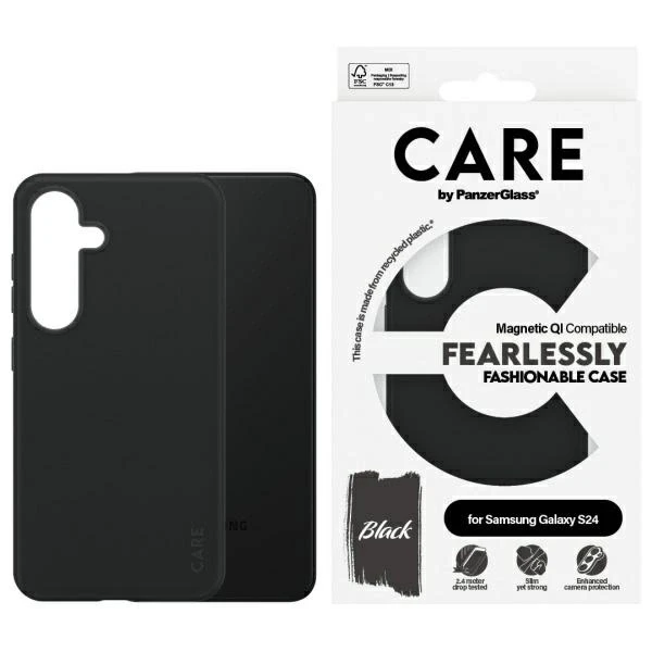 Panzer Glass CARE by PanzerGlass Fashion QI Case Samsung Galaxy S24 dėklas telefonui juodos spalvos 1166
