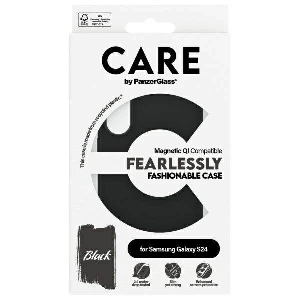 Panzer Glass CARE by PanzerGlass Fashion QI Case Samsung Galaxy S24 dėklas telefonui juodos spalvos 1166