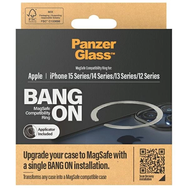 Panzer Glass MagSafe PanzerGlass Bang ON ring Apple iPhone 12 / 13 / 14 / 15 - sidabrinės spalvos
