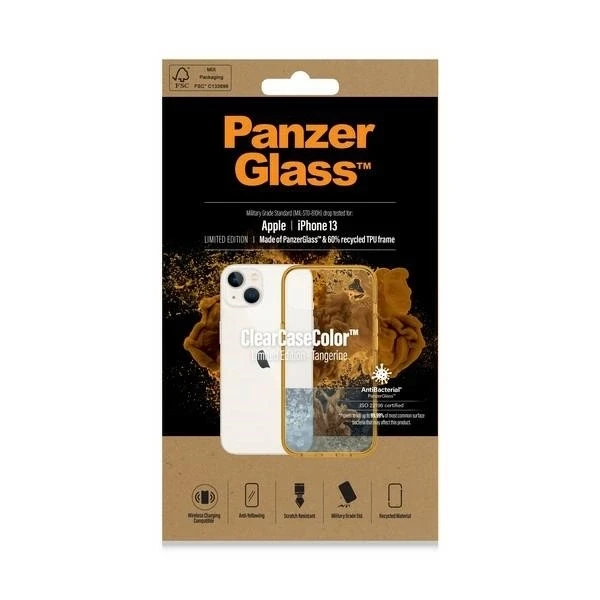Panzer Glass PanzerGlass Clearantibacterial Military Grade certificate Apple iPhone 13 / 14 / 15 - dėklas telefonui skaidrus ir geltonos spalvos
