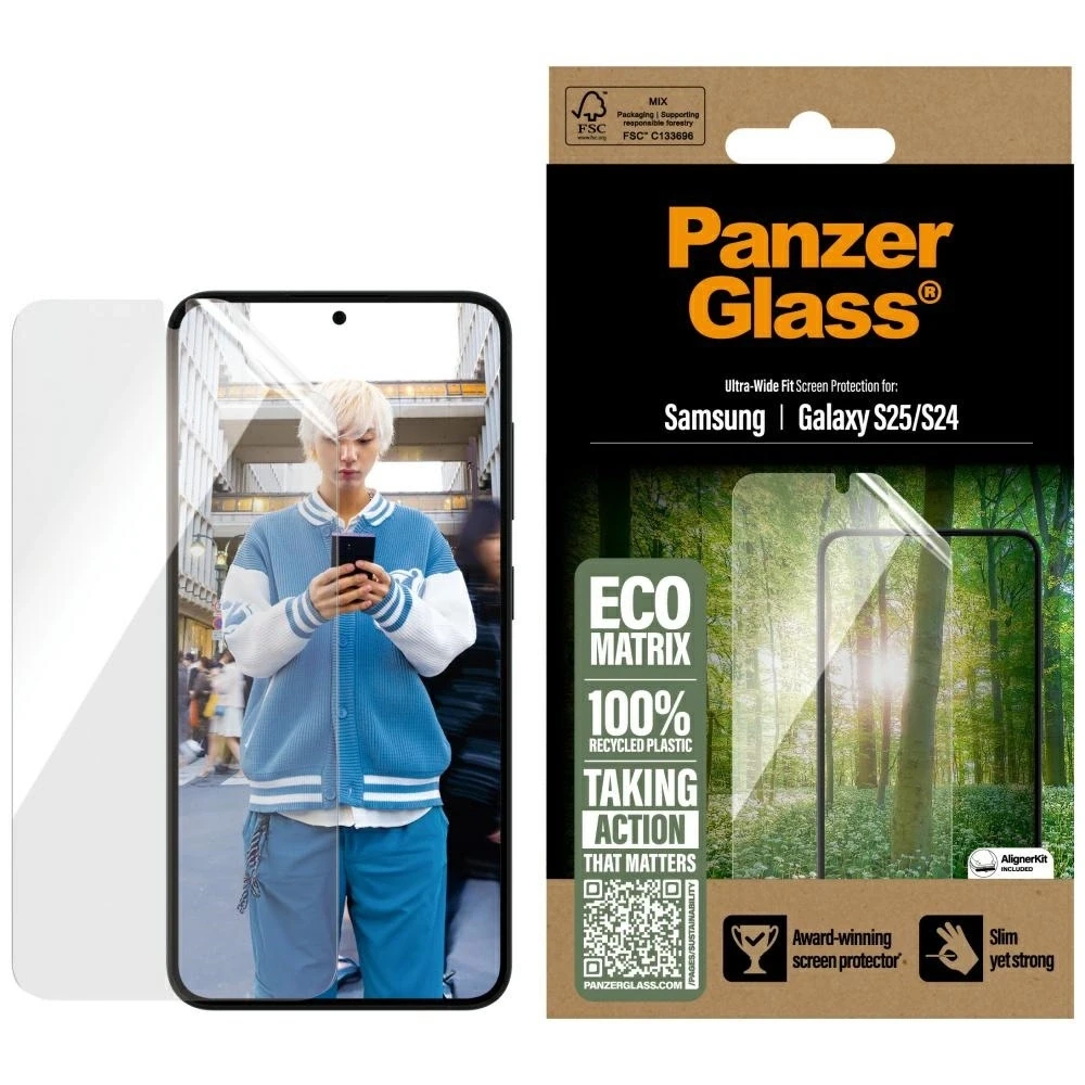 Panzer Glass PanzerGlass Eco Matrix Ultra-Wide Fit grūdintas stiklas, skirtas Samsung Galaxy S25