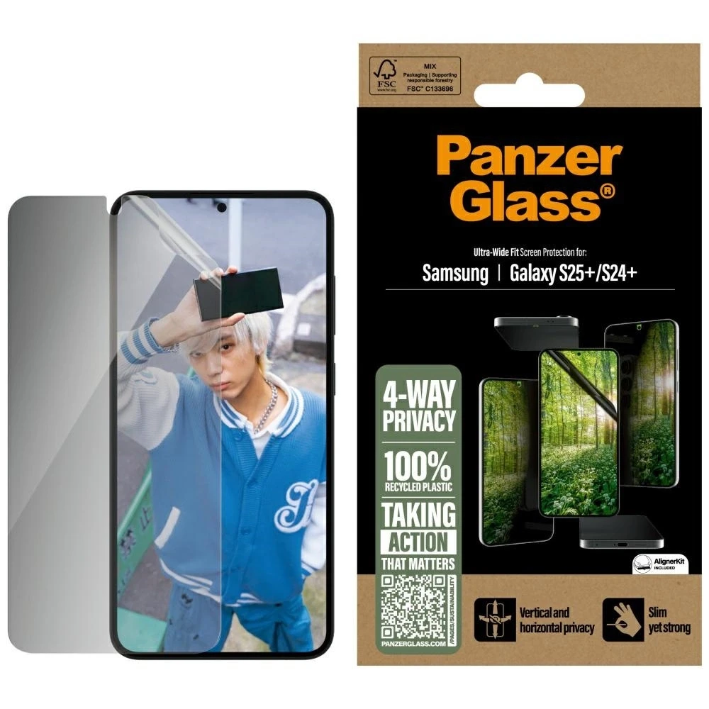 Panzer Glass PanzerGlass Eco Matrix Ultra-Wide Fit Privacy stiklas, skirtas Samsung Galaxy S25 Plus