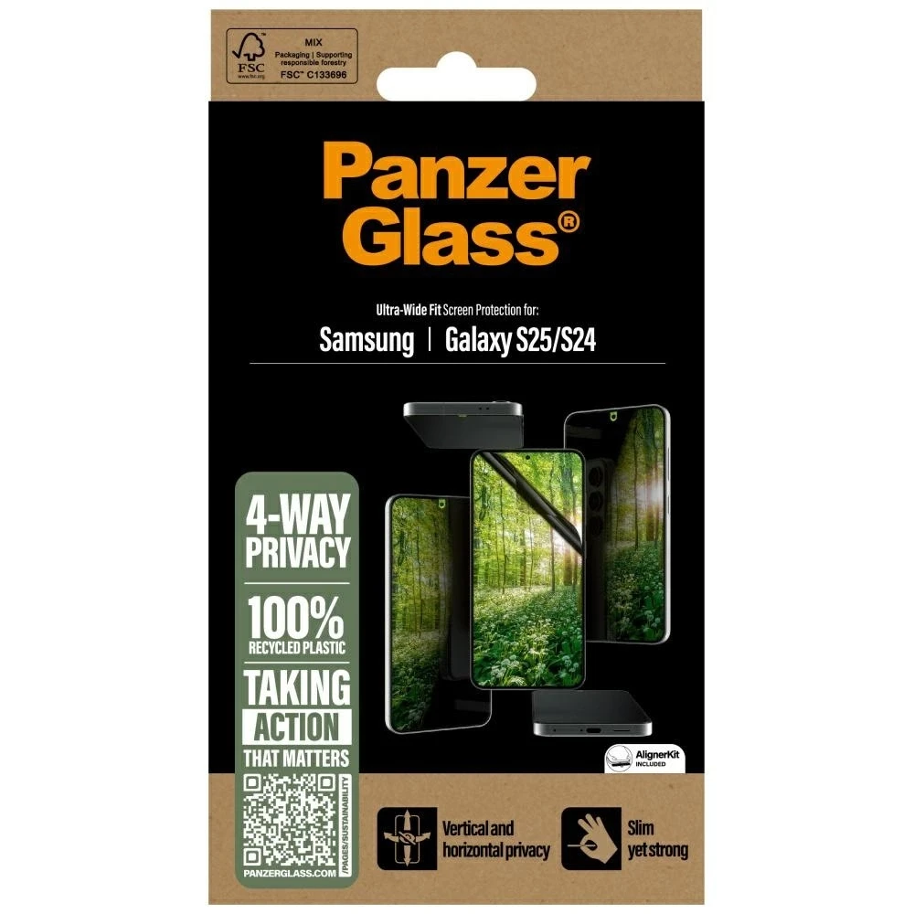 Panzer Glass PanzerGlass Eco Matrix Ultra-Wide Fit Privatus stiklas, skirtas Samsung Galaxy S25