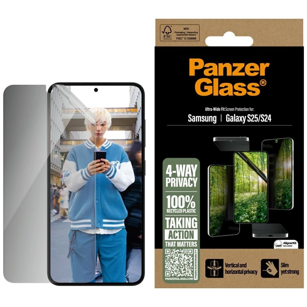 Panzer Glass PanzerGlass Eco Matrix Ultra-Wide Fit Privatus stiklas, skirtas Samsung Galaxy S25