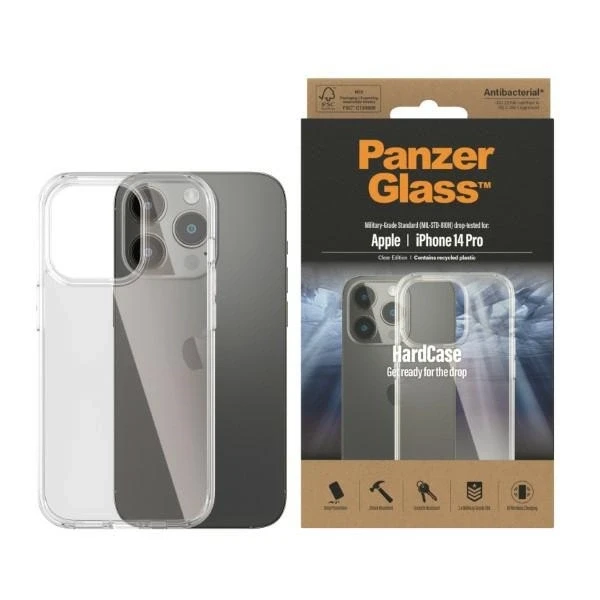Panzer Glass PanzerGlass HardDėklas Apple iPhone 14 Pro 6,1"Antibakterinis karinės klasės skaidrus 0402
