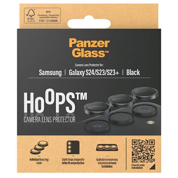 Panzer Glass Apsauginis stiklas 5D Samsung Galaxy S24 / S23 / S23+ PanzerGlass Hoops Camera Lens Protector Hoop Optic Rings 1207 juodos saplvos