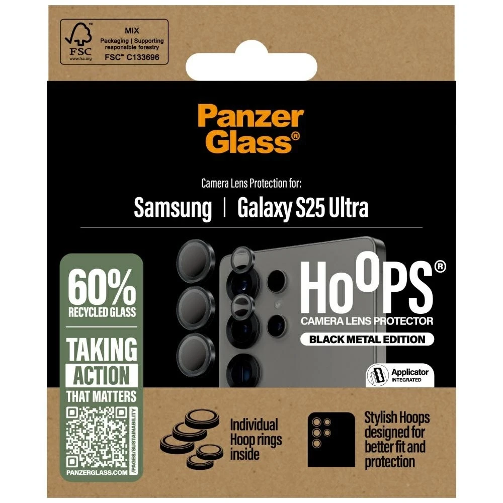 Panzer Glass Ekrano apsauga kamerai PanzerGlass Hoops Lens Protector Samsung Galaxy S25 Ultra juodos spalvos