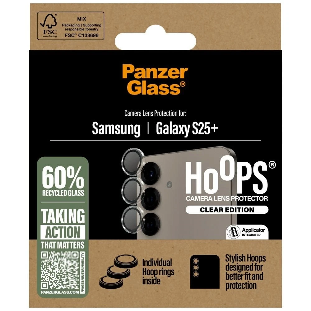 Panzer Glass PanzerGlass Hoops objektyvo apsauga Samsung Galaxy S25 Plus, skaidrus