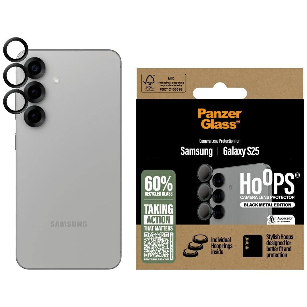 Panzer Glass Ekrano apsauga kamerai PanzerGlass Hoops Lens Protector Samsung Galaxy S25 juodos spalvos