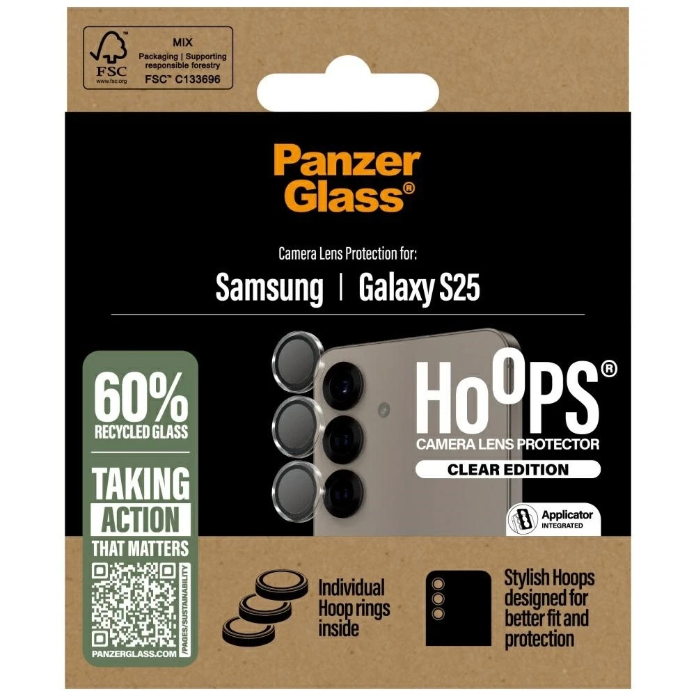„Panzer Glass PanzerGlass Hoops“ objektyvo apsauga „Samsung Galaxy S25“, permatoma