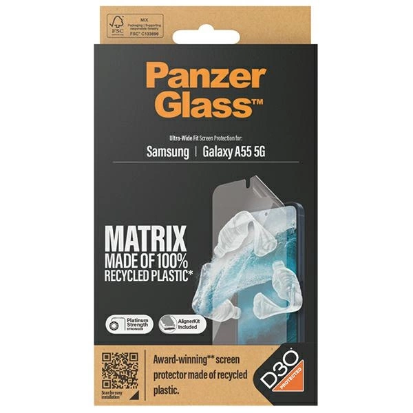 Panzer Glass PanzerGlass Matrix Ultra-Wide Fit folija su padėties nustatymo reguliatoriumi Samsung Galaxy A55 5G