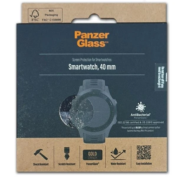 Panzer Glass PanzerGlass apsauginis stiklas išmaniajam laikrodžiui, 40 mm, antibakterinis