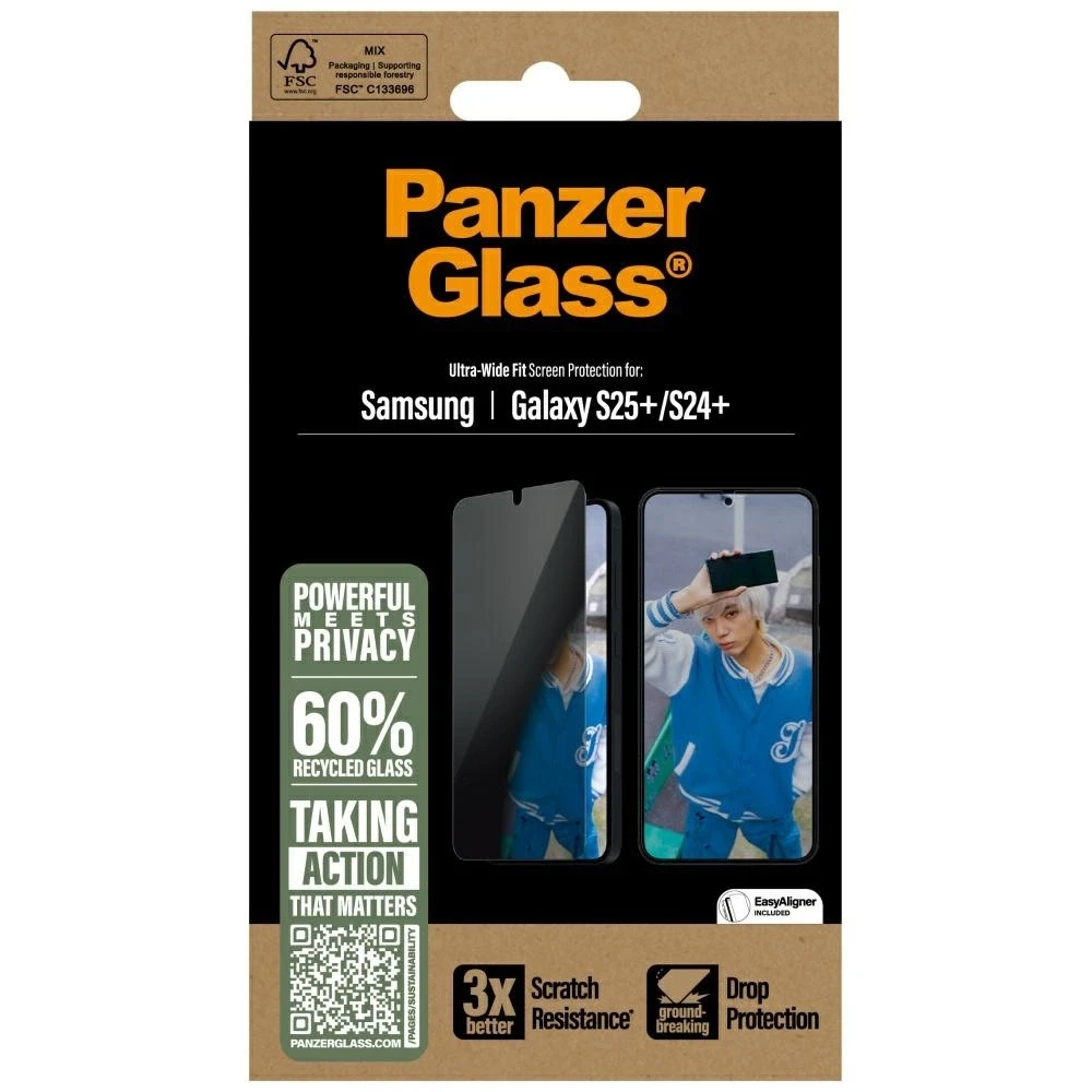 Panzer Glass Stiklas su privatumo apsauga PanzerGlass Ultra-Wide Fit Samsung Galaxy S25 Plus