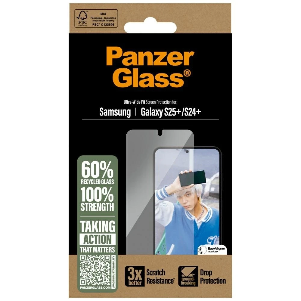 Panzer Glass PanzerGlass ekrano apsauga Samsung Galaxy S25 Plus itin plataus kampo, permatoma