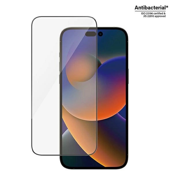 Panzer Glass PREMIUM TEMPERED biometrinio stiklo ekrano apsauga pilnas dangtelis iPhone 2022 6.7'' Pro Max UWF wA AB (Juodas)