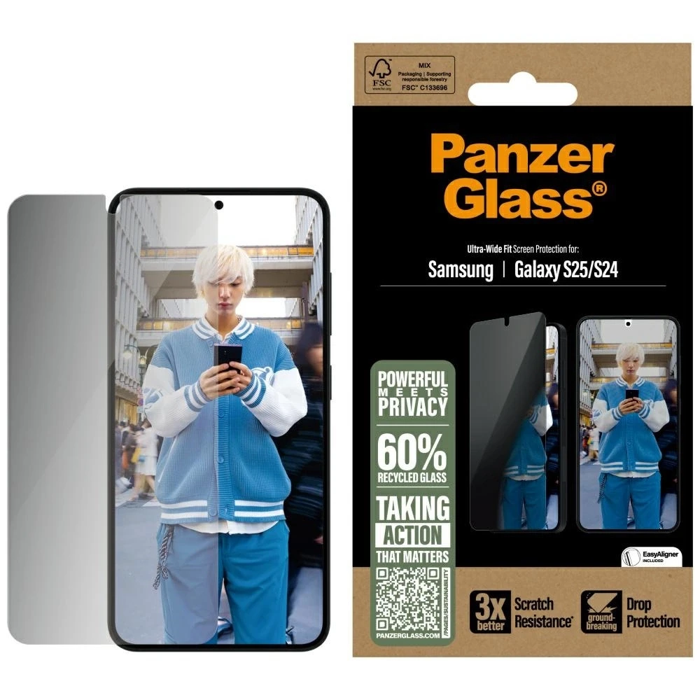 Panzer Glass Stiklas su privatumo apsauga PanzerGlass Ultra-Wide Fit Samsung Galaxy S25