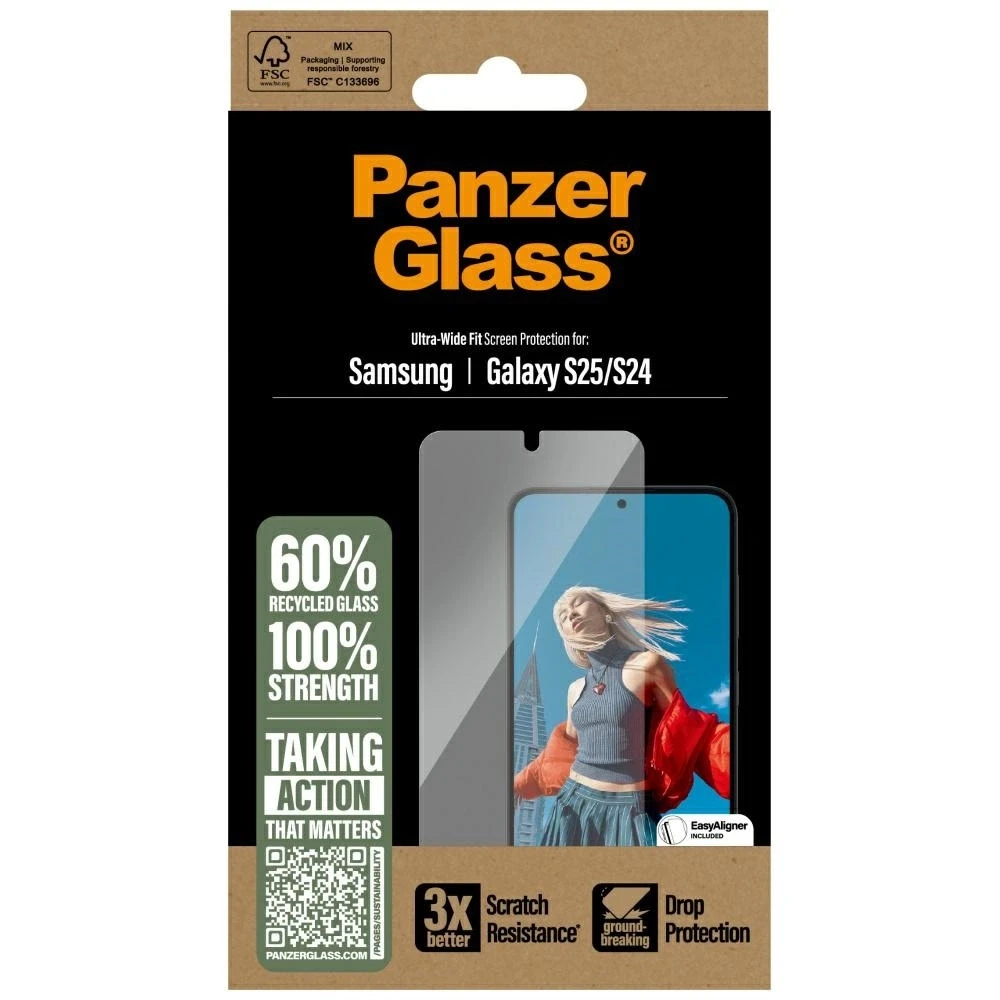 Panzer Glass „PanzerGlass“ ekrano apsauga „Samsung Galaxy S25“ itin plataus kampo, permatoma