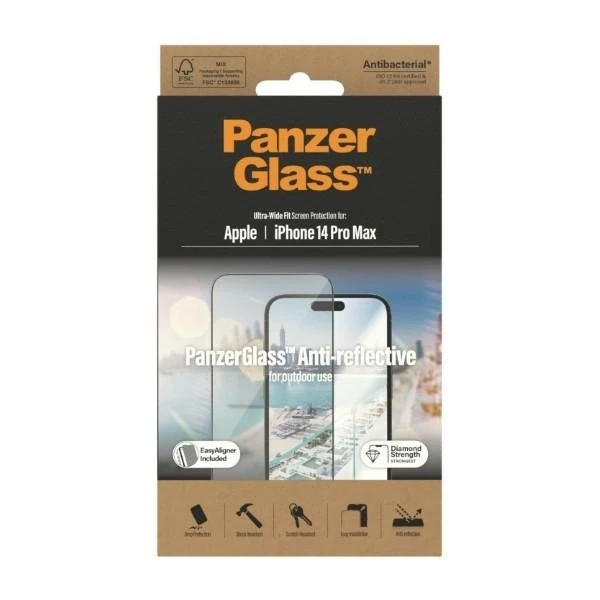 Panzer Glass PanzerGlass | Ekrano apsauga | Apple | iPhone 14 Pro Max | Stiklas | Išvalyti | Itin platus pritaikymas; Lengvas montavimas; Privatumo filtras; Atsparus pirštų atspaudams | Antirefleksinė