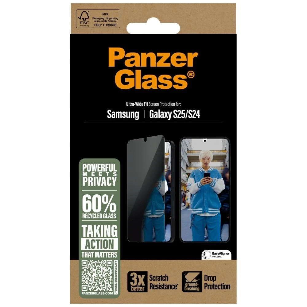 Panzer Glass Stiklas su privatumo apsauga PanzerGlass Ultra-Wide Fit Samsung Galaxy S25