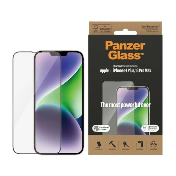 Panzer Glass PanzerGlass | Ekrano apsauga | Apple | iPhone 14 Plus/13 Pro Max | Stiklas | Išvalyti | Itin platus pritaikymas; Lengvas montavimas; Atsparus pirštų atspaudams