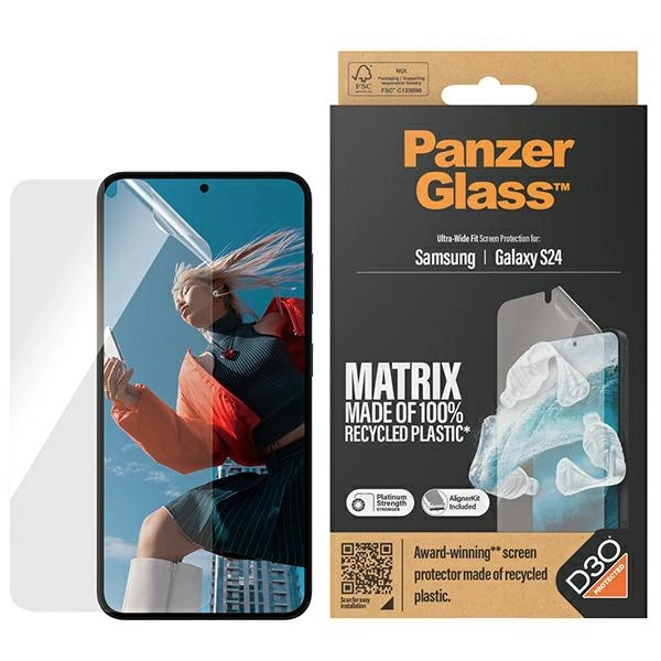 Panzer Glass PanzerGlass Ultra-Wide Fit Apsauginis stiklas su D3O® su aplikatoriumi Samsung Galaxy S24