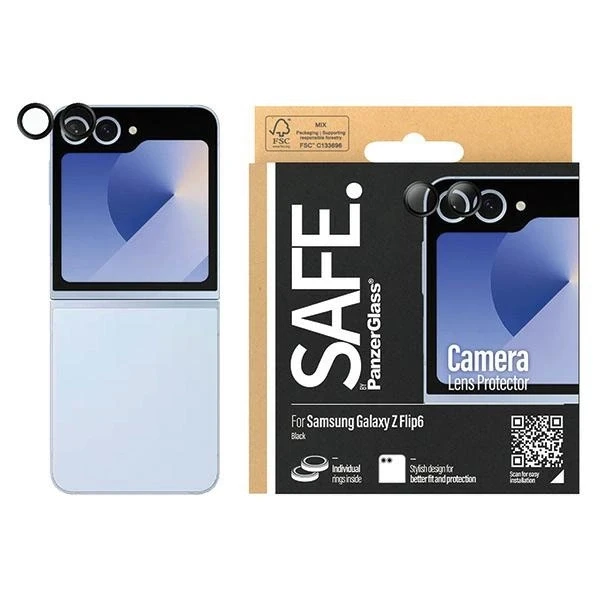 Panzer Glass SAFE by PanzerGlass fotoaparato dangtelis Samsung Galaxy Z Flip6 - su juodu rėmeliu