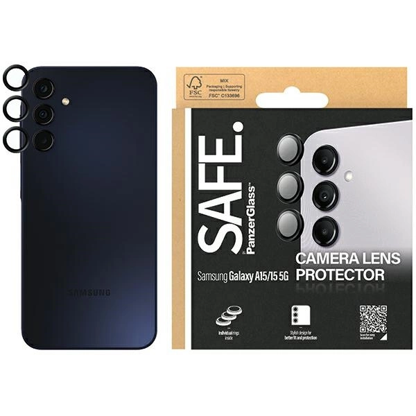 Panzer Glass SAFE by PanzerGlass fotoaparato dangtelis Samsung Galaxy A15 / A15 5G - su juodu rėmeliu