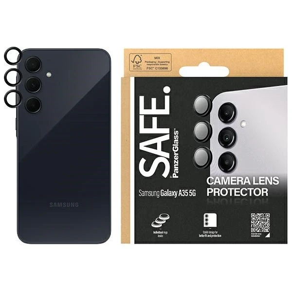 Panzer Glass SAFE by PanzerGlass fotoaparato dangtelis Samsung Galaxy A35 5G - su juodu rėmeliu