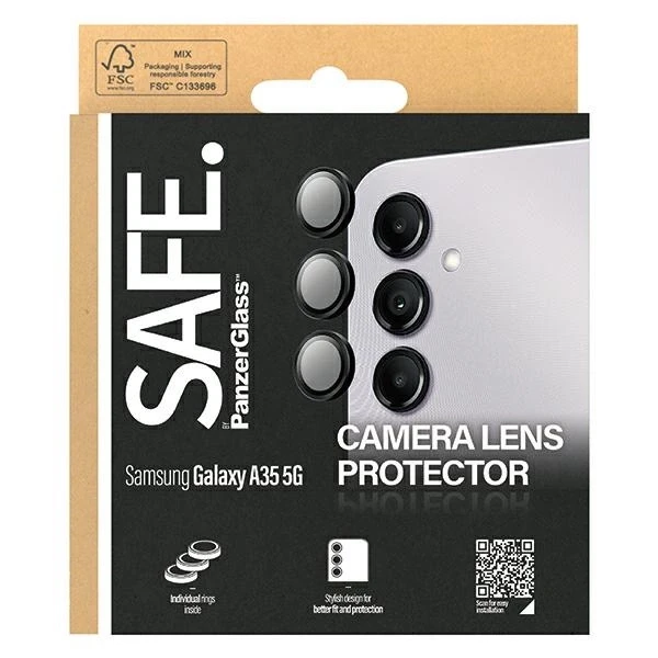 Panzer Glass SAFE by PanzerGlass fotoaparato dangtelis Samsung Galaxy A35 5G - su juodu rėmeliu