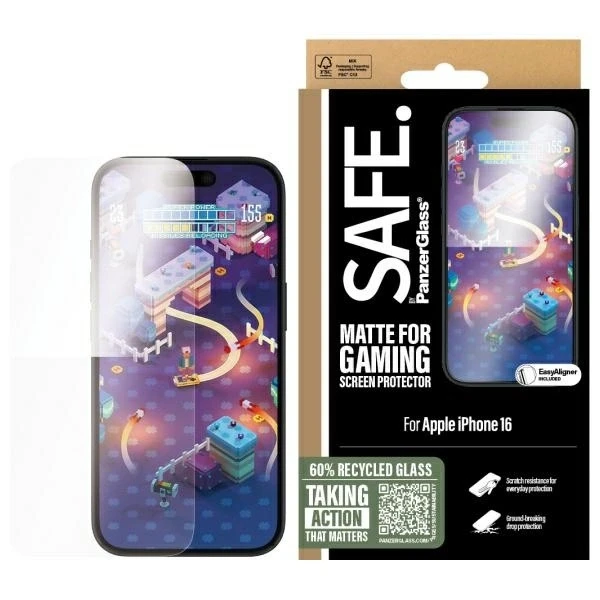 Panzer Glass SAFE iš PanzerGlass Apple iPhone 16 6.1" Žaidimų ekrano apsauga, ypač plati, tinka SAFE95886