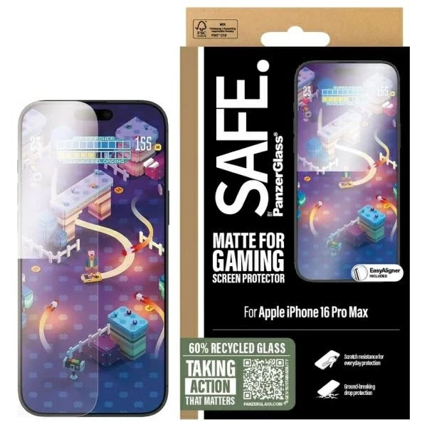 Panzer Glass SAFE iš PanzerGlass Apple iPhone 16 Pro Max 6.9" Žaidimų ekrano apsauga, ypač plati, tinka SAFE95889