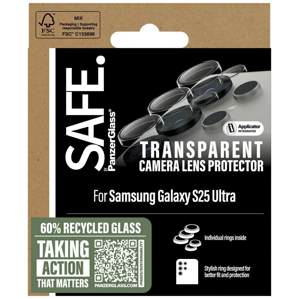 Panzer Glass Ekrano apsauga kamerai SAFE by PanzerGlass Rings Lens Protector Samsung Galaxy S25 Ultra skaidrus