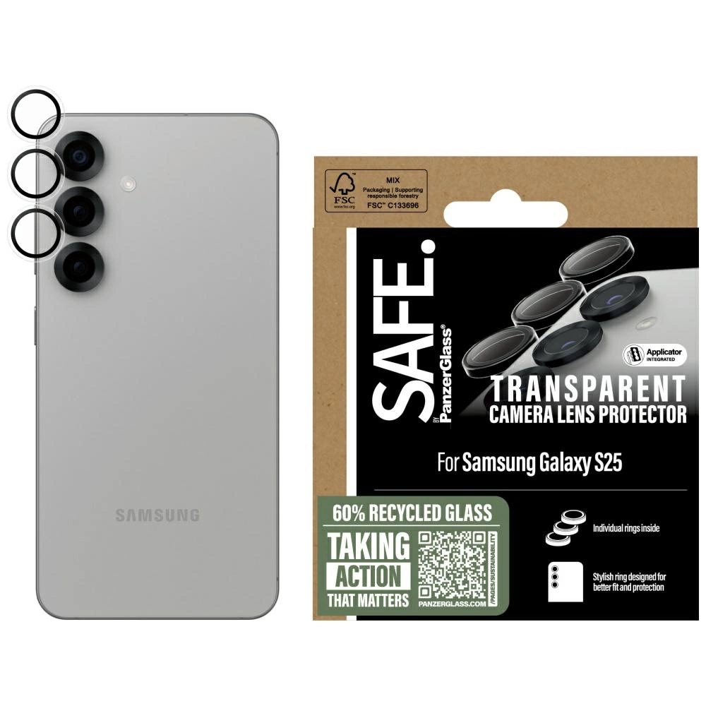 Panzer Glass Ekrano apsauga kamerai SAFE by PanzerGlass Rings Lens Protector Samsung Galaxy S25 skaidrus