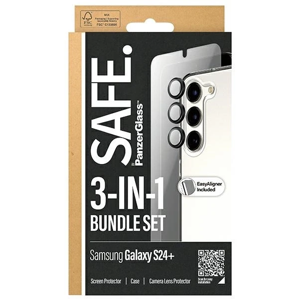 Panzer Glass SAFE by PanzerGlass rinkinys dėklas + apsauginė plėvelė + kameros apsauga Samsung Galaxy S24 Plus