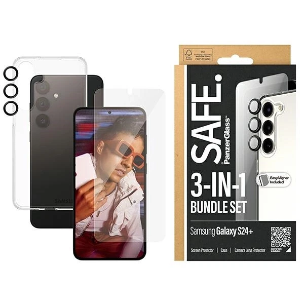 Panzer Glass SAFE by PanzerGlass rinkinys dėklas + apsauginė plėvelė + kameros apsauga Samsung Galaxy S24 Plus