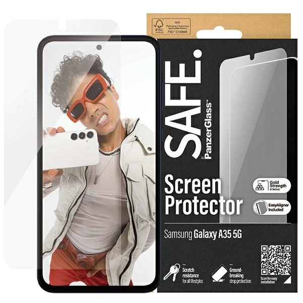 „Panzer Glass“ „Samsung Galaxy A35 5G“ itin plataus diagonalo „EasyAligner“ stiklas, pagamintas „Safe“