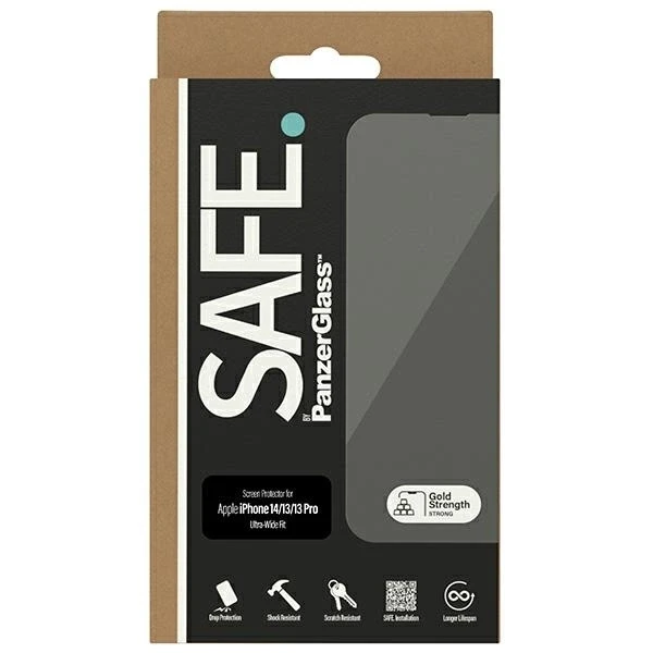 Panzer Glass SAFE iš PanzerGlass ekrano apsauga Apple iPhone 14 | 13 | 13 Pro | Itin platus pritaikymas | PanzerGlass