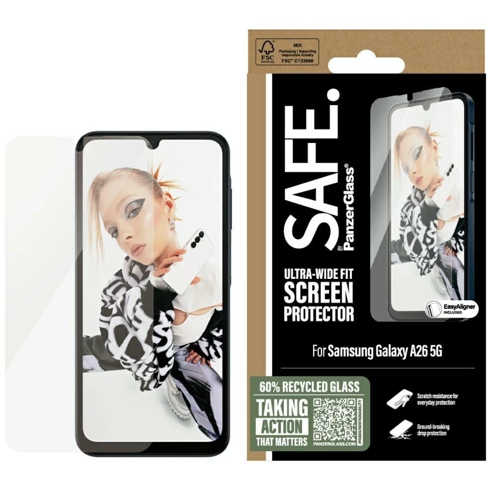 Panzer Glass PanzerGlass SAFE ekrano apsauga Samsung Galaxy A26, Ultra-Wide Fit, skaidri
